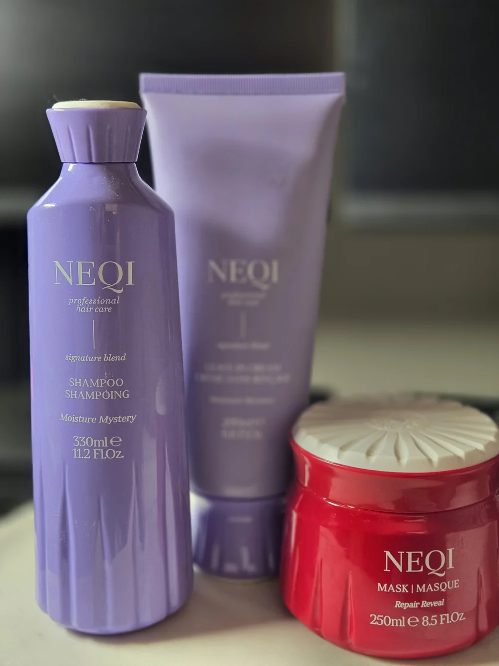 NEQI Professional Hair Care 3-Pc Luxury Bundle - Shampoo, Leave-In & Repair Mask